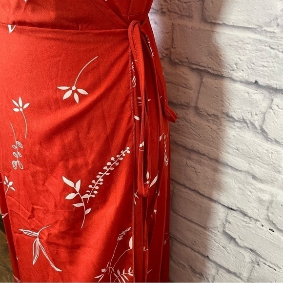 SHEIN Floral Print Maxi True Wrap Short Sleeve Dress Size Extra Small - Picture 4 of 9